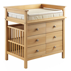 Wooden Baby Changing Table With Drawers Isolated On Transparent Background