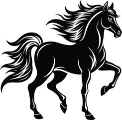 Majestic Black Stallion Elegant Horse Illustration