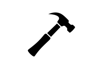 Silhouette of a claw hammer tool on a white background