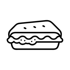 Simple Line Art of a Delicious Sandwich with Layered Ingredients and a Detailing of the Bread and Creamy Filling for Food Illustrations