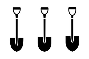 Illustration of three black shovels in a row style