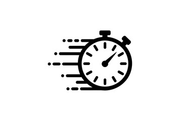 Stopwatch with motion lines indicating fast speed