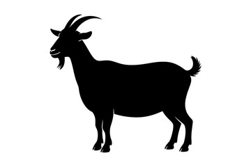 Silhouette of a goat standing in a side profile view