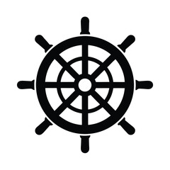 Obraz premium Ship Wheel Icon Vector in Flat Clean Style