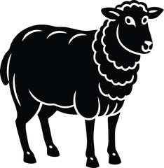 Silhouette of a Sheep Farm Animal Vector Illustration