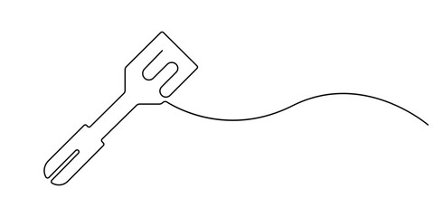 Spatula one line drawing, spatula continuous one line drawing, Continuous line drawing of spatula. Single line of spatula illustration, Continuous one line kitchen spatula vector illustration.