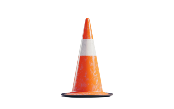 Cone shaped traffic sign with a white stripe