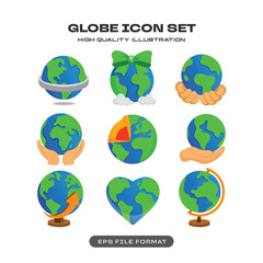 World Globe and Earth Planet Icon Set