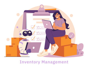AI In Logistic. Flat Vector Illustration