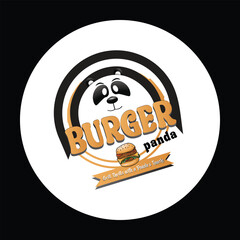 Cute Panda Eating Burger Cartoon Vector Icon Illustration. Animal Food Icon Concept Isolated Premium Vector. Flat Cartoon Style
