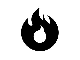 Minimalist Circular Logo Where Flame Shape Emerges From Cut Symbol