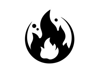 Stylish Flame Icon Created Entirely From Scattered Black Illustration