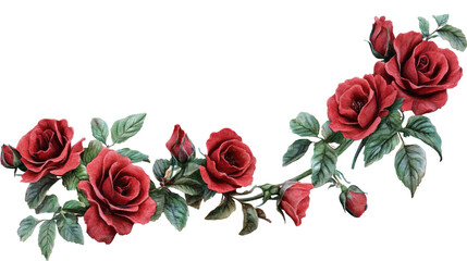 Roses in full bloom convey heartfelt on transparent background