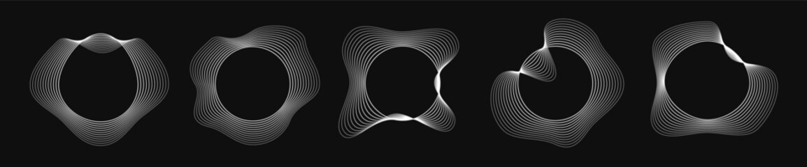 Set of round curved frames with dynamic wavy stripes