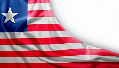 Obraz premium Liberia flag on white background. copy space 