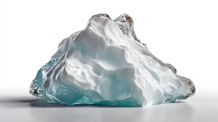 Obraz premium Large ice block with a blue tint. The ice block is sitting on a white surface