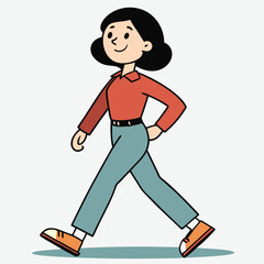 Fototapeta premium A woman walks with a confident stride, showing determination, independence, and an active lifestyle.