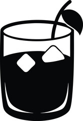 negroni cocktail black silhouette on white background