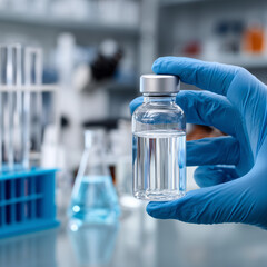 Medical vial in a laboratory.