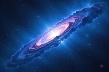 Obraz premium Vast expanse of blue nebula, swirling cosmic dust and gas clouds illuminate the dark void of space Perfect for science fiction, astronomy, and fantasy projects , cosmos, cosmic, interstellar