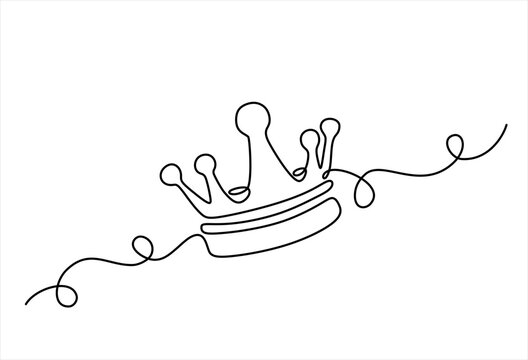 Fototapeta Royal Crown continuous line drawing. Simple king crown outline design concept. Vector illustration minimalist design hand drawn.Hand drawn one line vector. Editable stroke