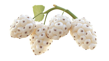 White mulberries delight dangling with a on transparent background