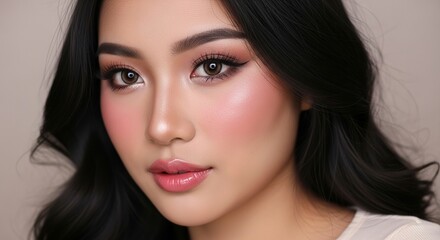 Fototapeta premium Effortless Peachy Makeup Look Soft Glam Tutorial