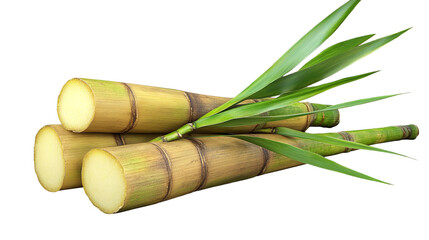 Golden sugarcane sticks promise sweetness on transparent background