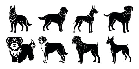 Dog  silhouettes vector on a white background