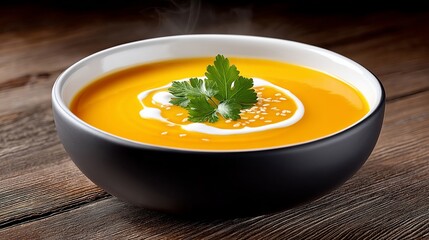 Creamy Pumpkin Soup with Parsley Garnish