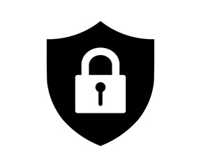 Security shield icon. Shield with lock symbol, security emblem vector design and illustration.


