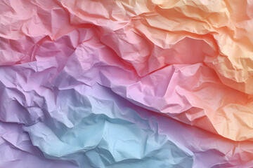 Fototapeta premium Abstract colorful crumpled paper texture in gradient shades of pink orange and blue