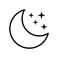 Crescent moon with stars icon. Night icon.