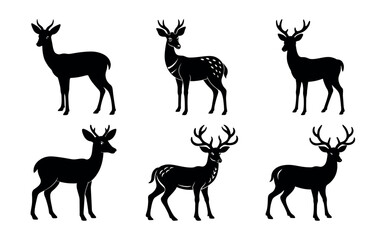 A set of deer silhouettes  vector on a white background