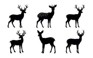 A set of deer silhouettes  vector on a white background