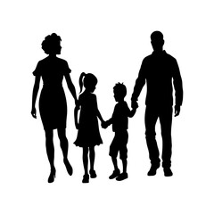 family holding hand silhouette illustrated