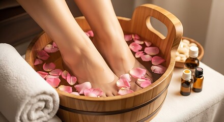 Relaxing Foot Spa Indulge in a Soothing Rose Petal Soak for Ultimate Relaxation and Rejuvenation