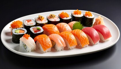 Sushi expertly plated on a plate