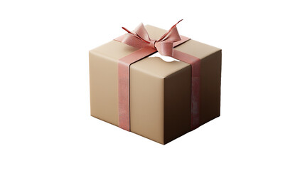 A delightful gift with rose gold bow against on transparent background