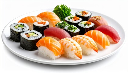 Sushi expertly plated on a plate