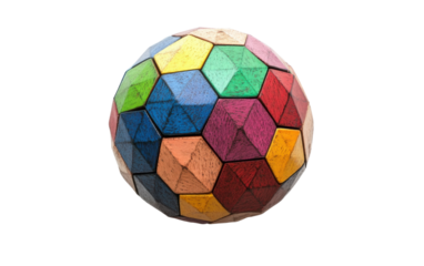 Colorful wooden sphere with a variety of colors