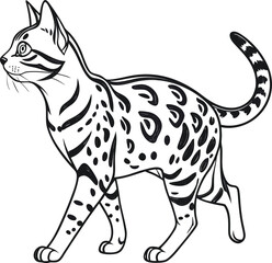 Fototapeta premium Bengal Cat line art vector on white background
