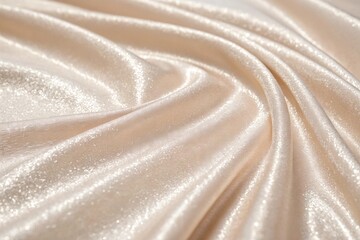Luxurious champagne silk fabric with soft waves and light reflections for backgrounds and textures