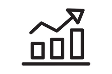 Growth Chart Icon Upward Graph, Business Trend, Statistics Symbol Vector
