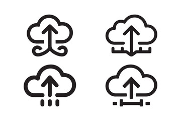 Cloud Upload Icon Set Data Transfer, Internet Backup, Sync Vector Symbols