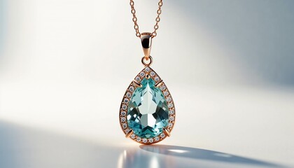 Elegant blue gemstone pendant on a delicate rose gold chain  