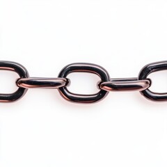 Dark Bronze Metal Chain Links on White Background