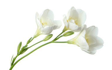 Three white flowers are arranged in a line