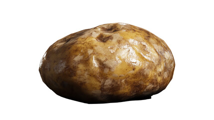A glistening potato with textured skin on transparent background