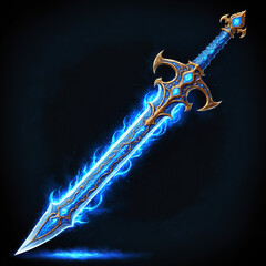 Enchanted Sword with Blue Flames